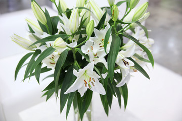 Huge bouquet of beautiful white lilies