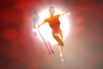 3D rendered illustration of a soul leaving the body upon death.

