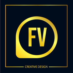 Initial FV Letter Logo Template Design