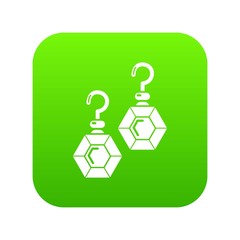 Emerald earrings icon green vector isolated on white background