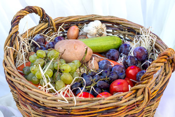 Berries, Vegetables and Fruits in a basket on Thanksgiving_