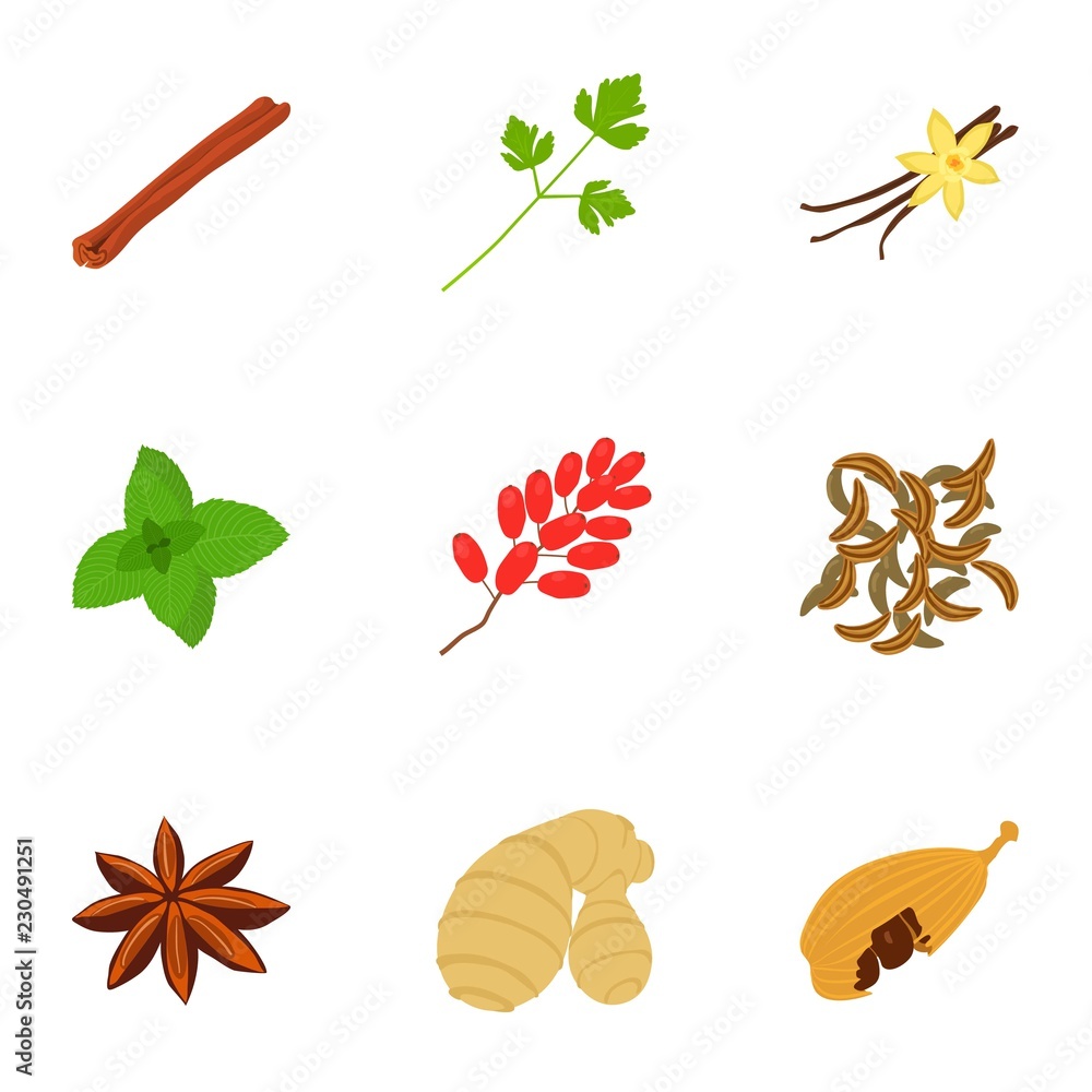 Poster fragrant wand icons set. cartoon set of 9 fragrant wand vector icons for web isolated on white backg