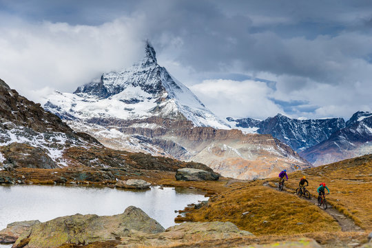 Mountain bike riding in Zermatt, Switzerland