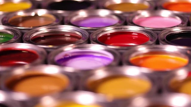 Colorful paint cans set