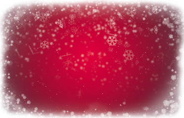 Unfocused Snowy window background, snowing with red background
