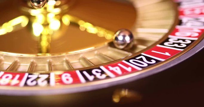 Roulette wheel running in a casino 