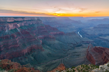 Amazing sunset in Grand Canyon National Park, Arizona, Usa