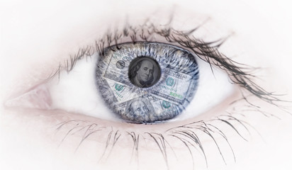Eye and money reflection 