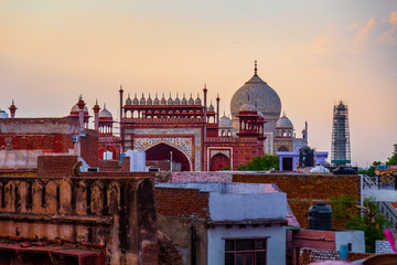 Fototapeta na wymiar Taj Mahal site touristique Inde voyage Architecture visite