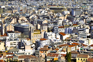 Obraz premium Greece, partial view of Athens city from the Acropolis hill.