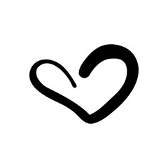 Vector Illustration. Hand drawn heart. Handdrawn rough marker heart isolated on white background. Illustration for your graphic design