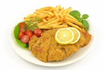 kotlet schabowy z frytkami