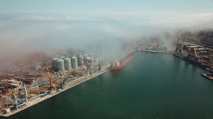 Obraz premium Sea port from a bird's-eye view. Odessa, Ukraine