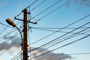pole with a large number of wires