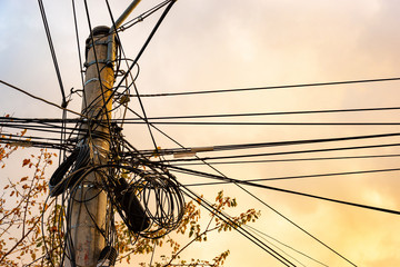 pole with a large number of wires