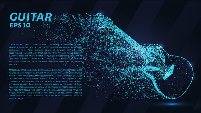 Guitar blue points of light. Guitar vector illustration.