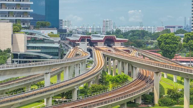 Jurong East Interchange metro station aerial timelapse, one of the major integrated public transportation hub in Singapore