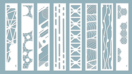 panel for registration of the decorative surfaces. Abstract strips, lines, panels. Vector illustration of a laser cutting. Plotter cutting and screen printing.
