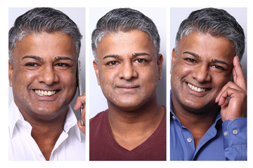 Different portraits of a mixed race man