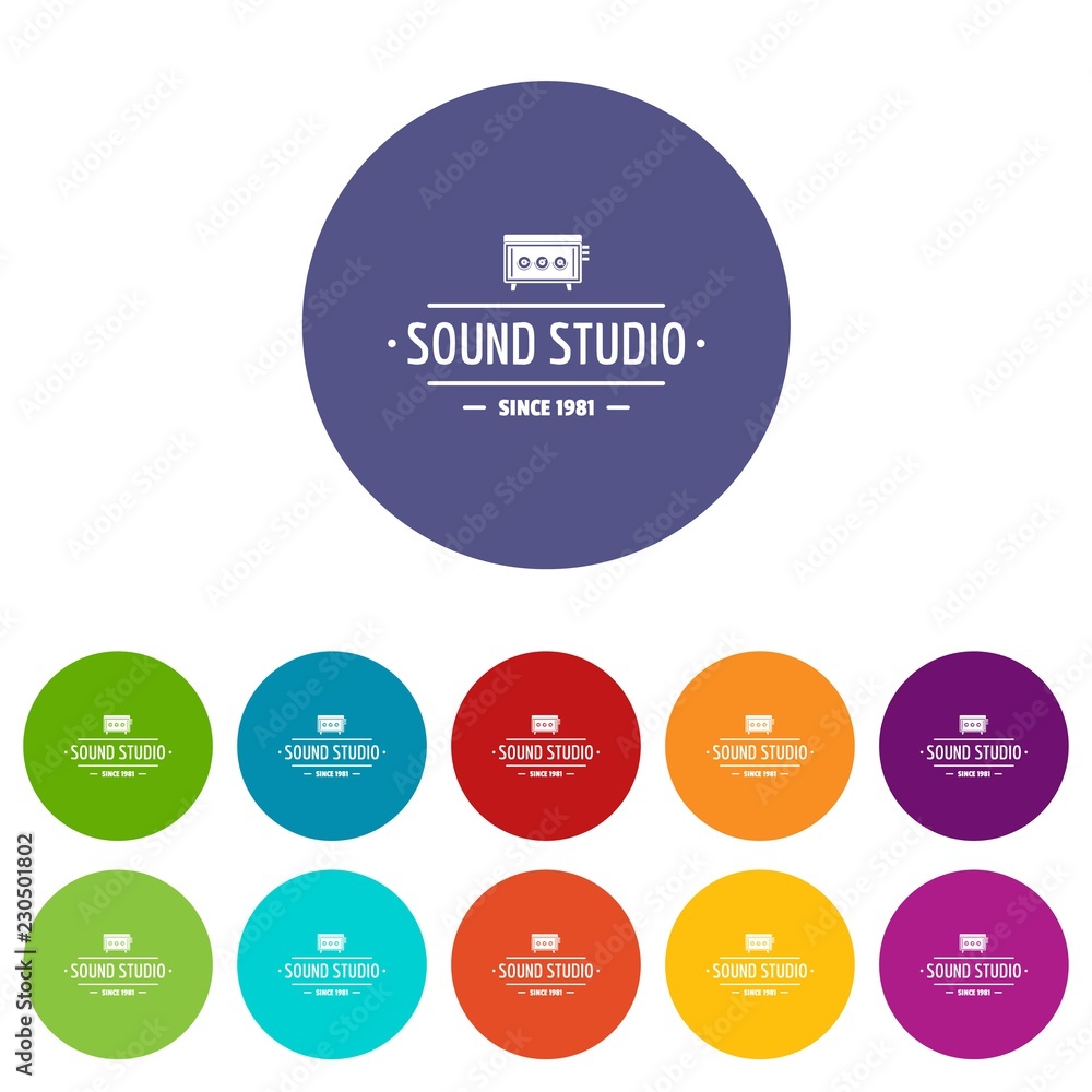 Poster speaker sound studio icons color set vector for any web design on white background