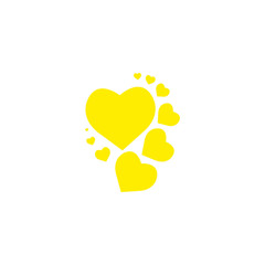 Watercolor painted yellow heart. Vector illustration. Template for your decoration and design