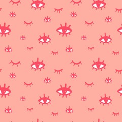 Seamless pattern with hand drawing eyes. Pattern for printing on textiles, Wallpaper and other.