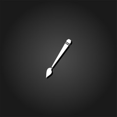 Art paint brush icon flat. Simple White pictogram on black background with shadow. Vector illustration symbol