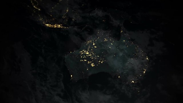 Planet earth animation of Australia at night 