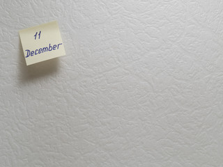 December 11, calendar date sticky note