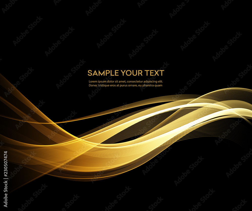 Poster Abstract shiny color gold wave design element