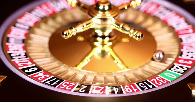 Casino roulette wheel in motion