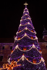 christmas tree with ornaments and lights