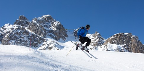 Fototapeta na wymiar skiing jump mountain rock panorama