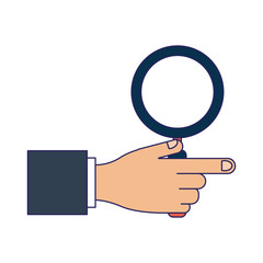 Hand holding magnifying glass