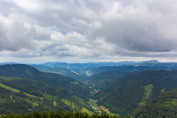 Fototapeta na wymiar View from a observation deck at the Feldberg mountain over the Black Forest, Germany