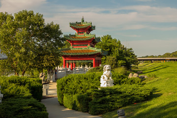 Robert D. Ray Asian Gardens, Chinese pavilion, Muto Recreation Area, Des Moines, Iowa, USA