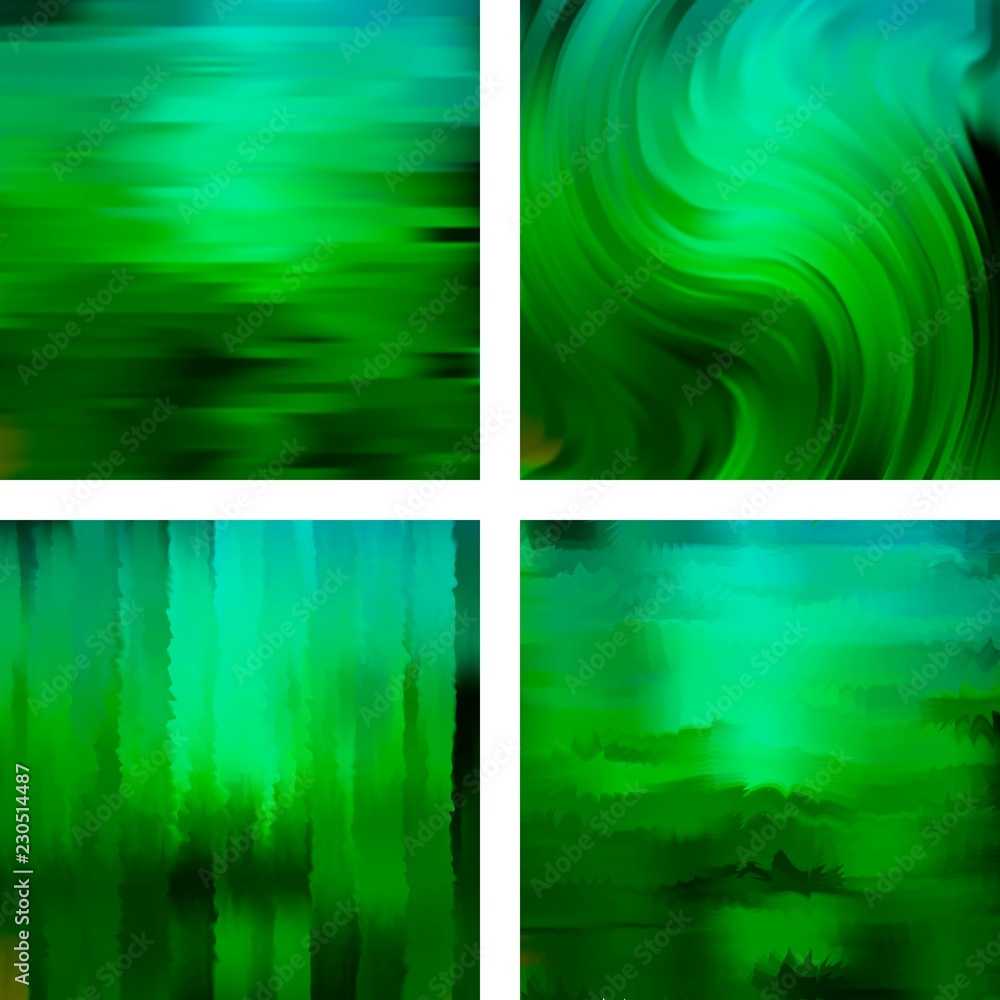 Poster set with green abstract blurred backgrounds. vector illustration. modern geometrical backdrop. abstr
