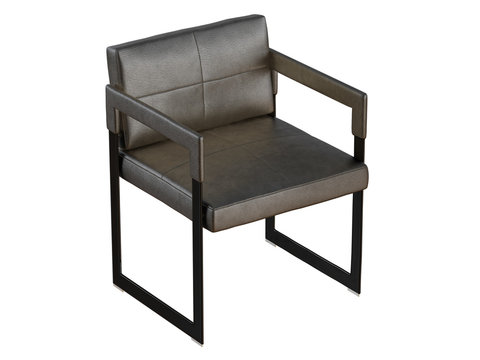 Black chair with iron legs on a white background 3d rendering