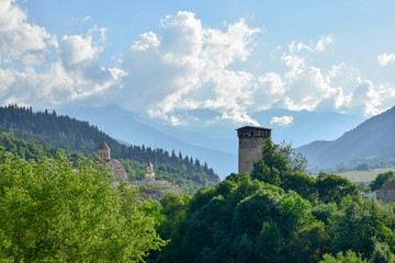 Mestia is a highland town in Svaneti region in the Caucasus Mountains, Georgia, It is dominated by stone defensive towers (Svan towers).