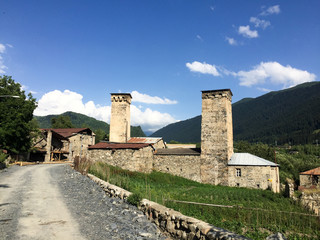 Mestia is a highland town in Svaneti region in the Caucasus Mountains, Georgia, It is dominated by stone defensive towers (Svan towers).