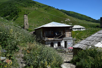 Adishi is a remote village just below Adishi glacier close to Mestia is a highland town in Svaneti region in the Caucasus Mountains, Georgia, It is dominated by stone defensive towers (Svan towers).