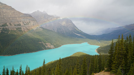 Stunning Peyto Lake and Mountains in Banff National Park, Canada.