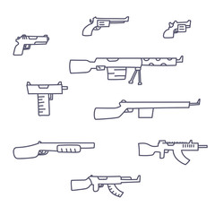 Guns hand drawn vector set childish doodle style