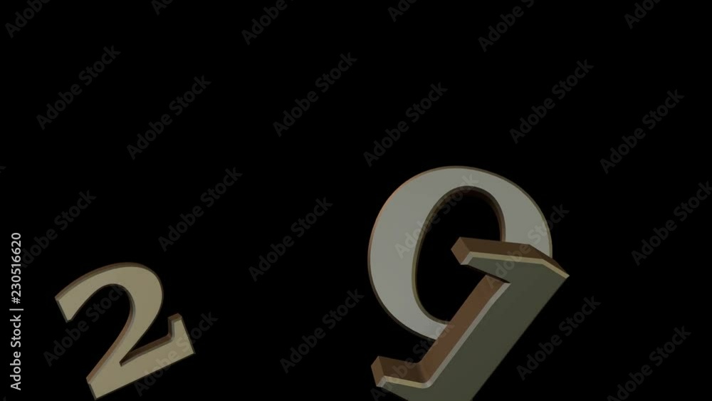 Poster 3d animation of the emerging date 2019 with the alpha channel
