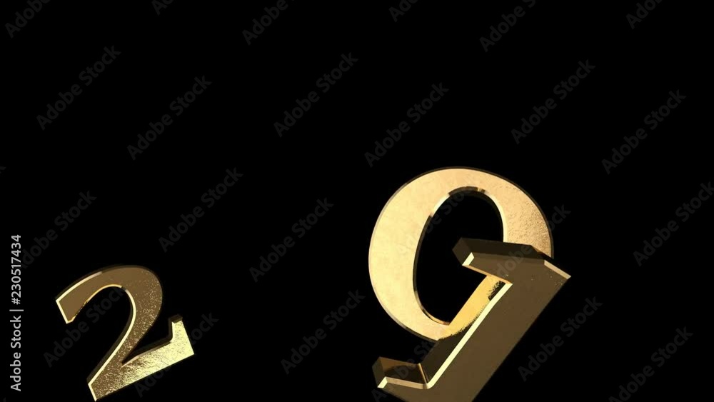 Poster 3d animation of the emerging date 2019 with the alpha channel