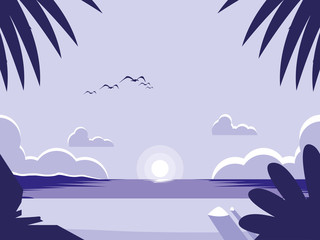 tropical seascape scene icon