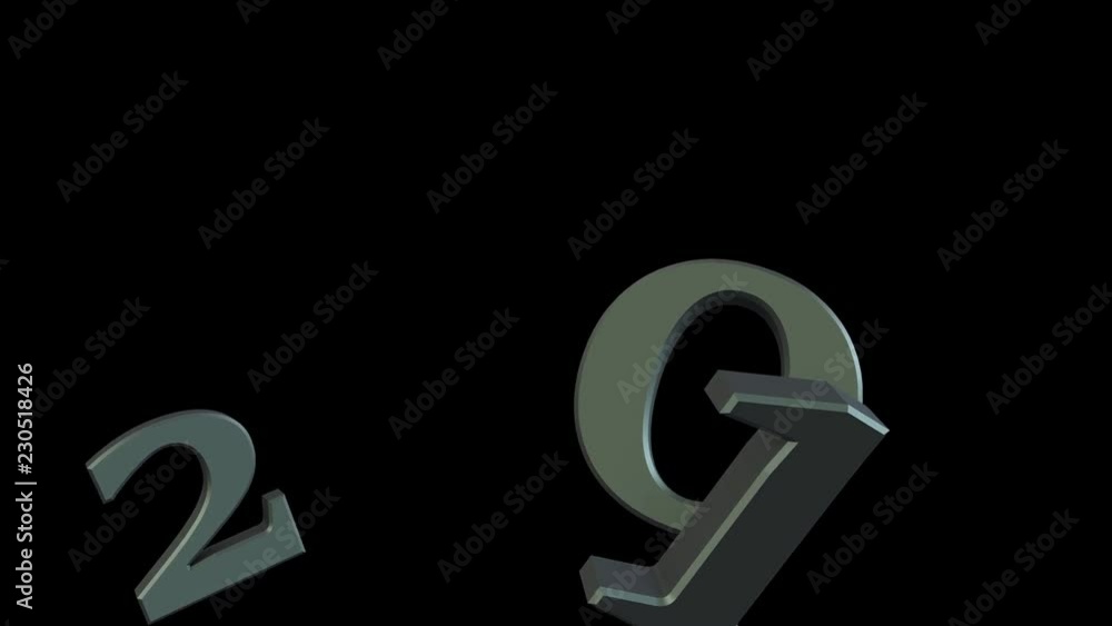 Poster 3d animation of the emerging date 2019 with the alpha channel
