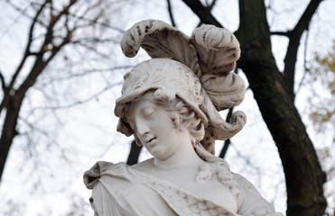 Goddess Minerva statue at evening.