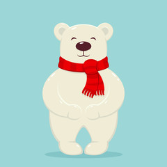 Polar Bear with Red Scarf