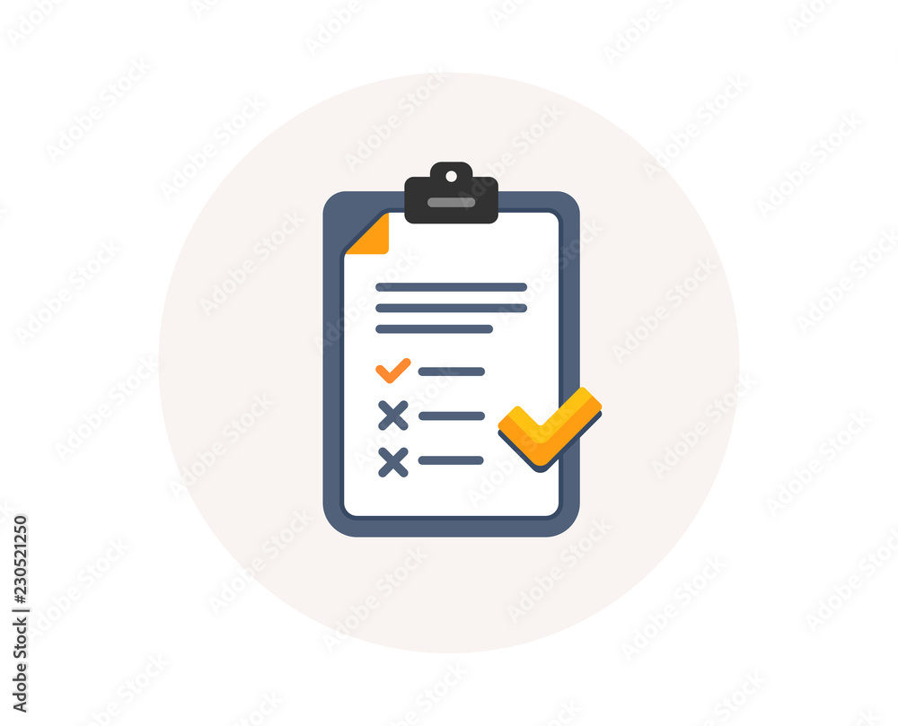 Poster clipboard with checklist icon. agreement document sign. feedback list symbol. survey checklist form.